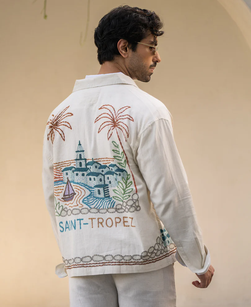 Linen Saint Tropez Print Shirt 100% Cotton - Image 8