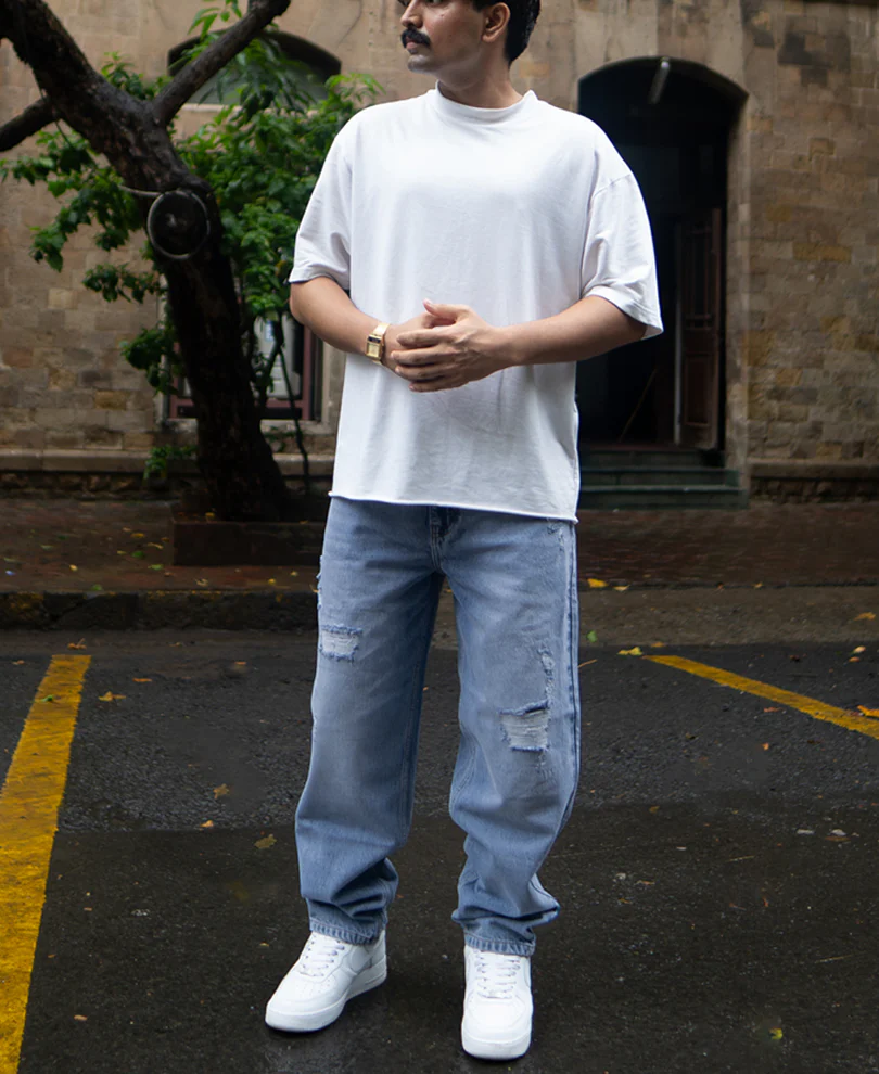 Mid Blue Baggy Ripped Jeans - Image 7