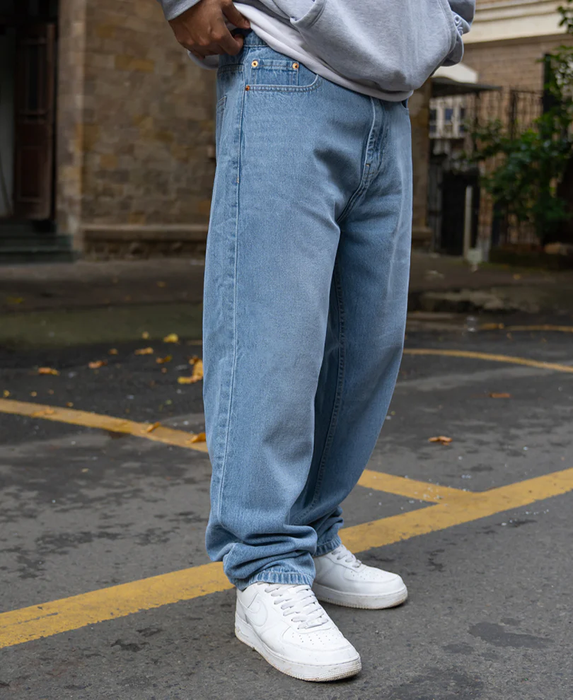 Mid Blue Washed Baggy Jeans - Image 2