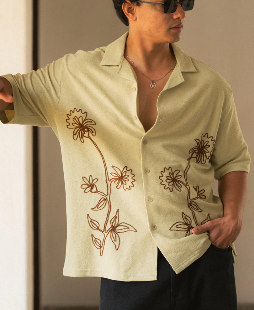 Mint Embroidered Knit Shirt - Image 2