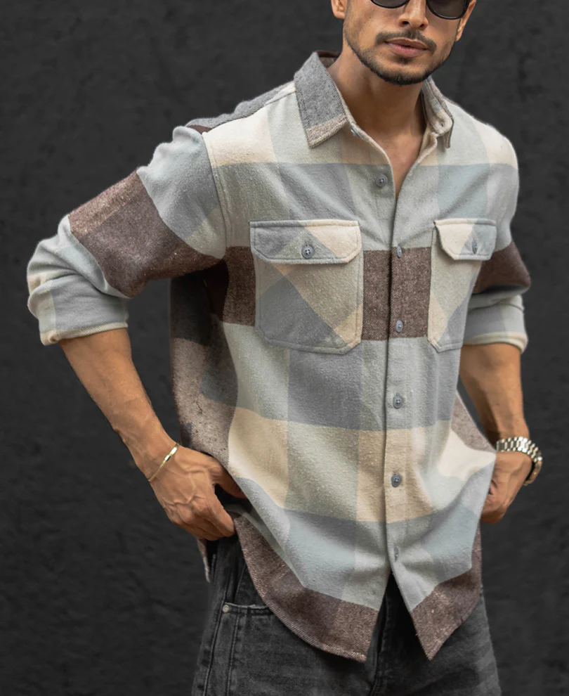 Multi Colour Double Pocket Regular Fit Full Sleeves Shirt 100% Cotton - Image 2