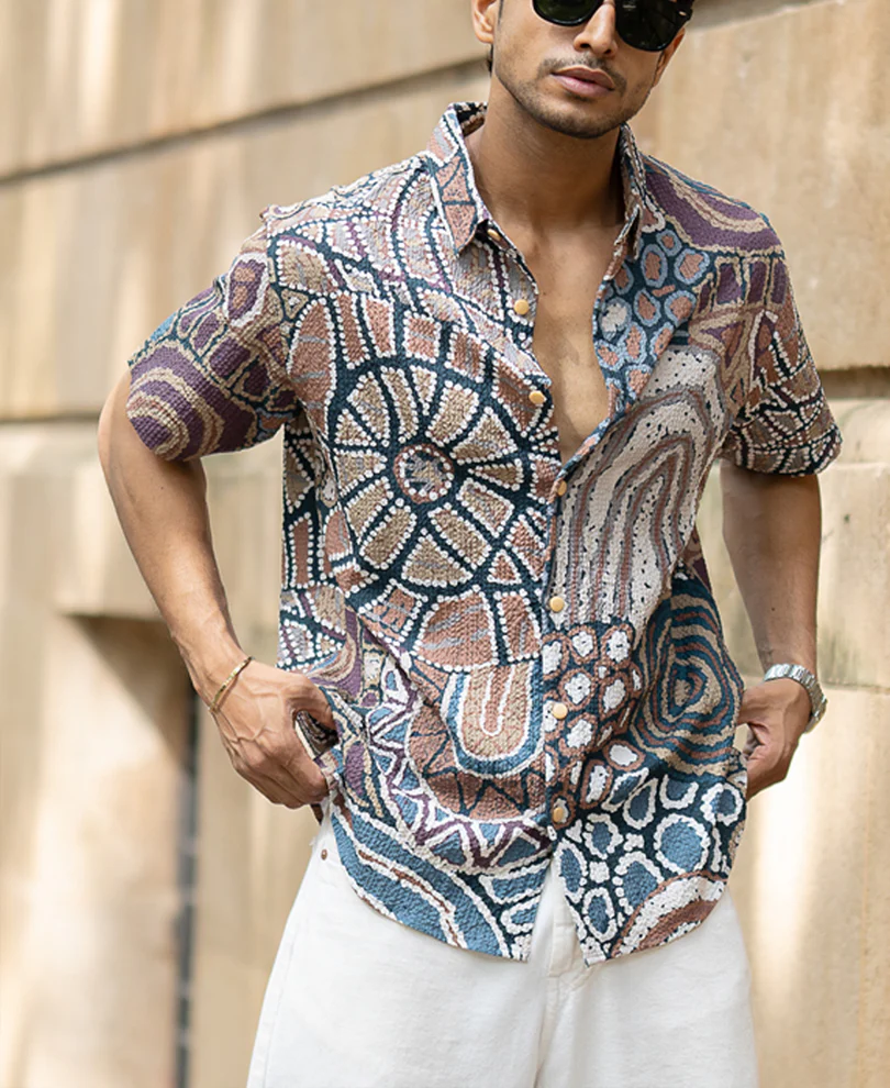 Multicolour Abstract Structured Print Shirt - Image 2