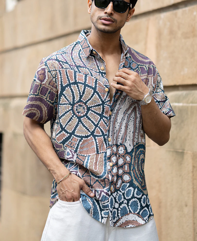 Multicolour Abstract Structured Print Shirt - Image 3