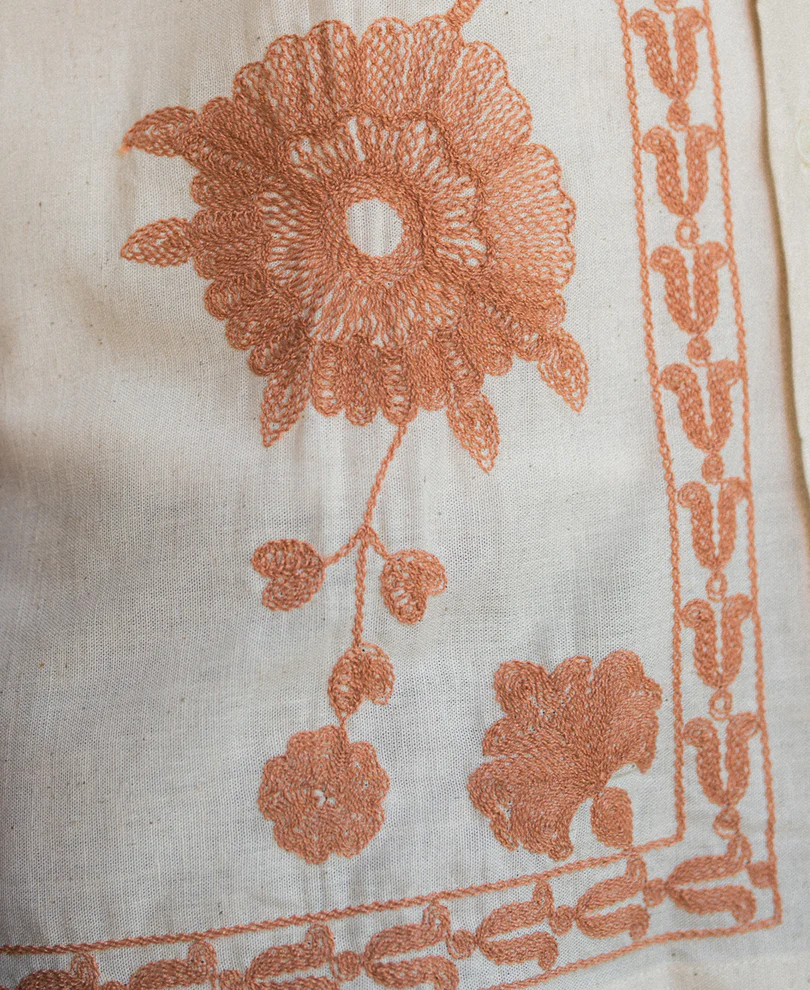Natural Linen Blend Embroidery Shirt - Image 3