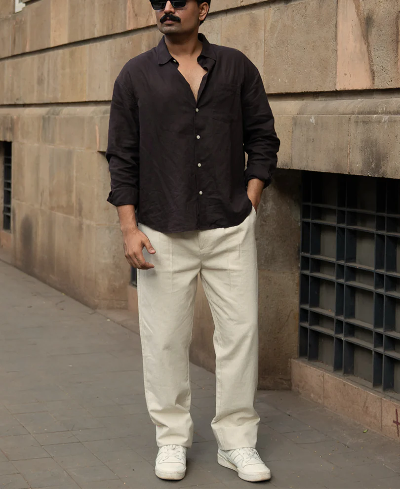 Natural Linen Blend Pleated Trousers - Image 7