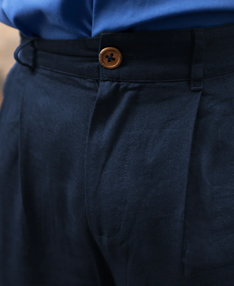 Navy Linen Pant