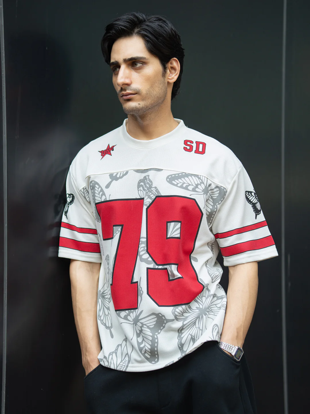 Off White Butterfly Print Jersey T-Shirt