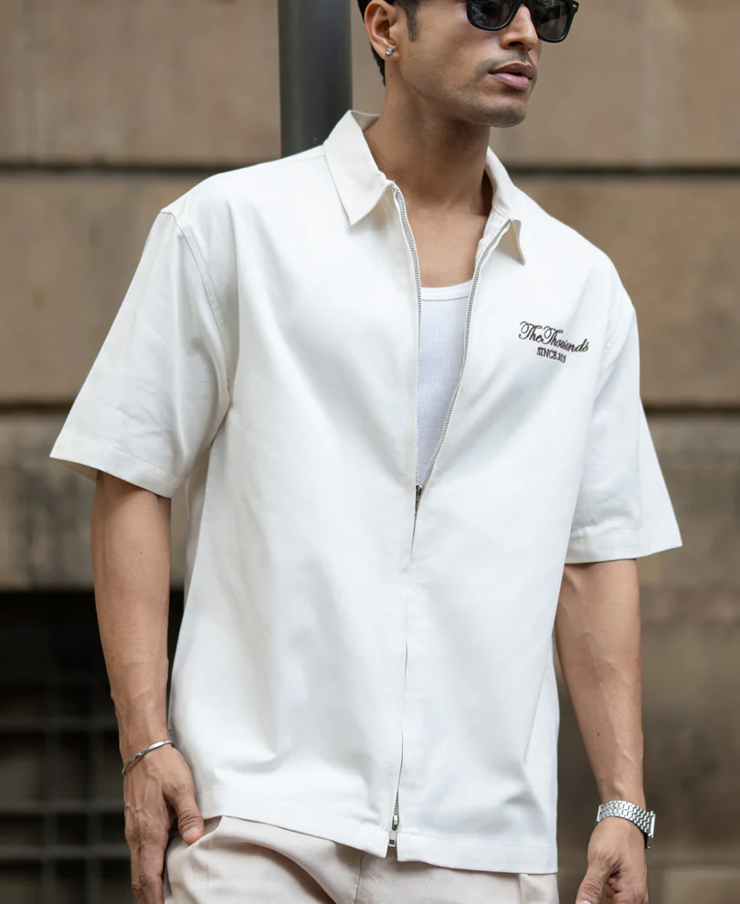 Off-White Embroidered Boxy Shirt 100% Cotton - Image 3