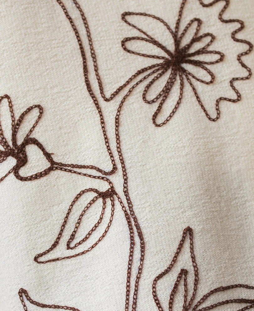 Off White Knit Embroidery Shirt - Image 3