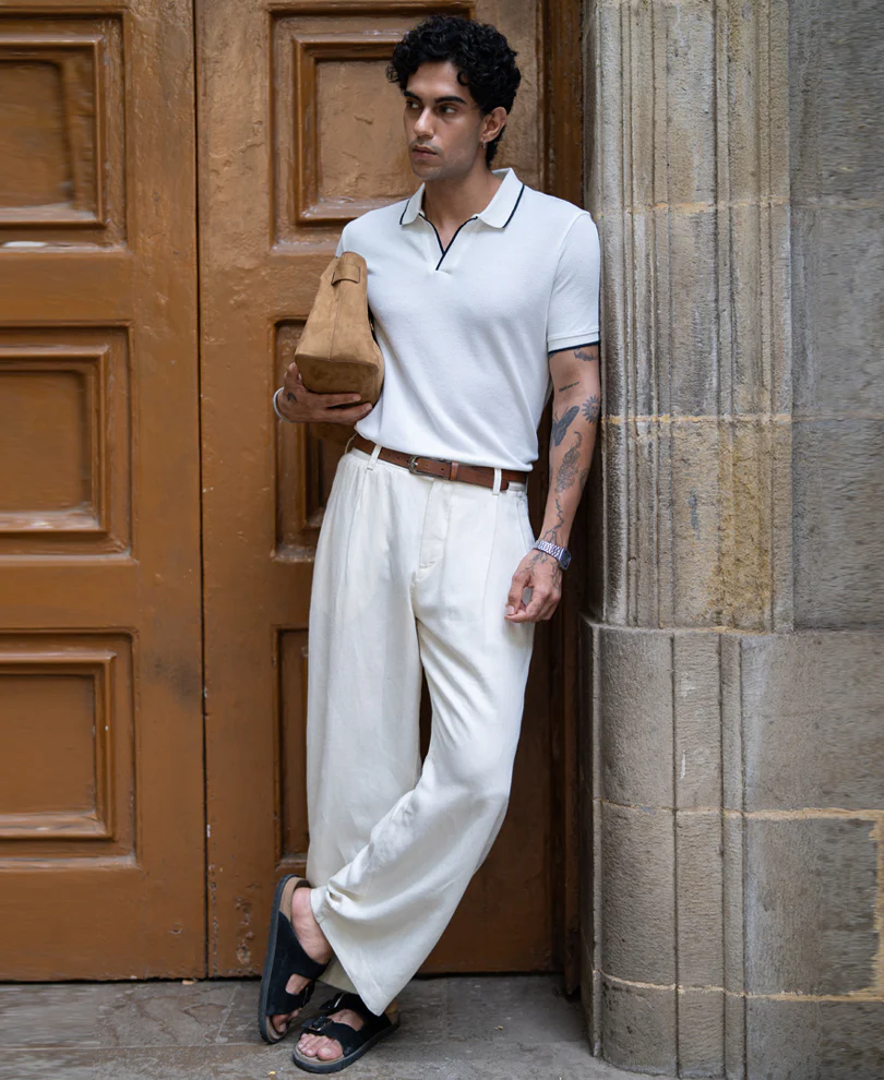 Off White Structured Knit T-Shirt - Image 6