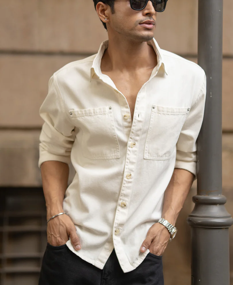 Off-White Structured Shirt With Pockets - Image 2