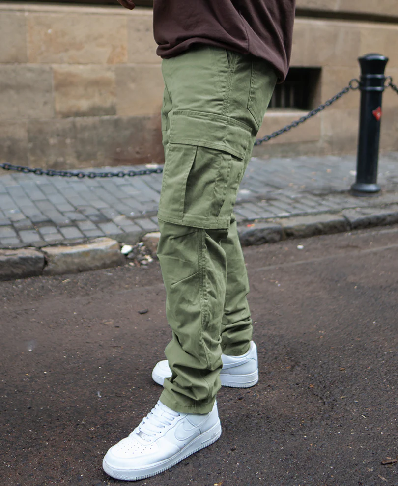 Olive Cotton Cargo Pant - Image 4
