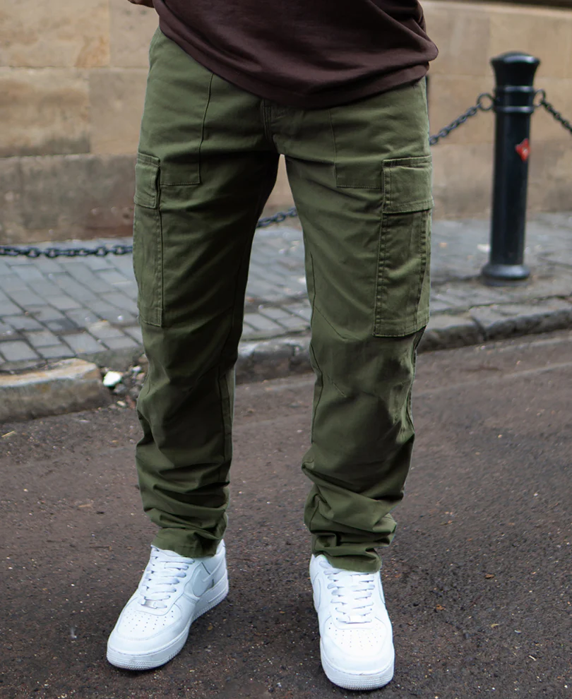 Olive Cotton Cargo Pants