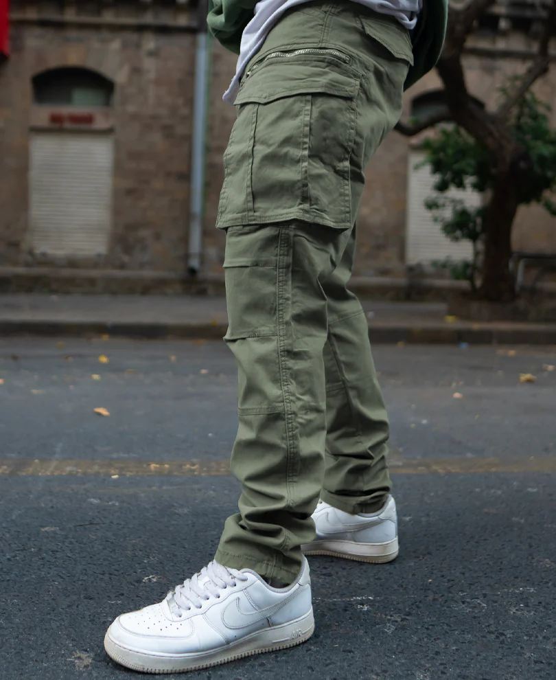 Olive Regular Fit Cargo Pant - Image 3