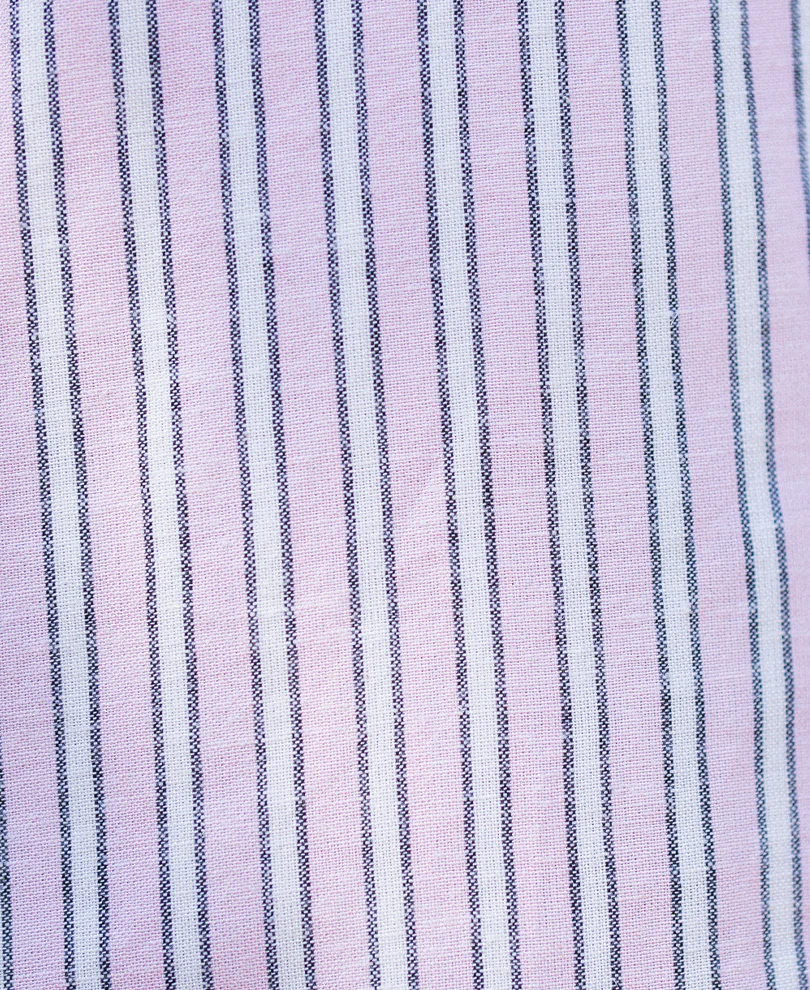Pastel Pink Linen Blend Stripe Shirt - Image 3