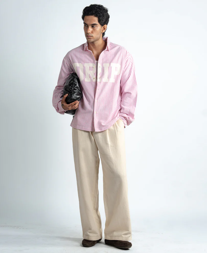 Pink Stripe Printed Shirt 100% Cotton - Image 6