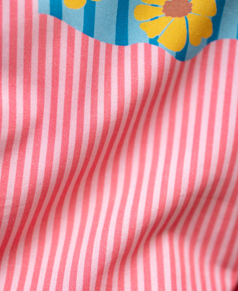 Pink Summer Print Stripe Shirt 100% Cotton - Image 3