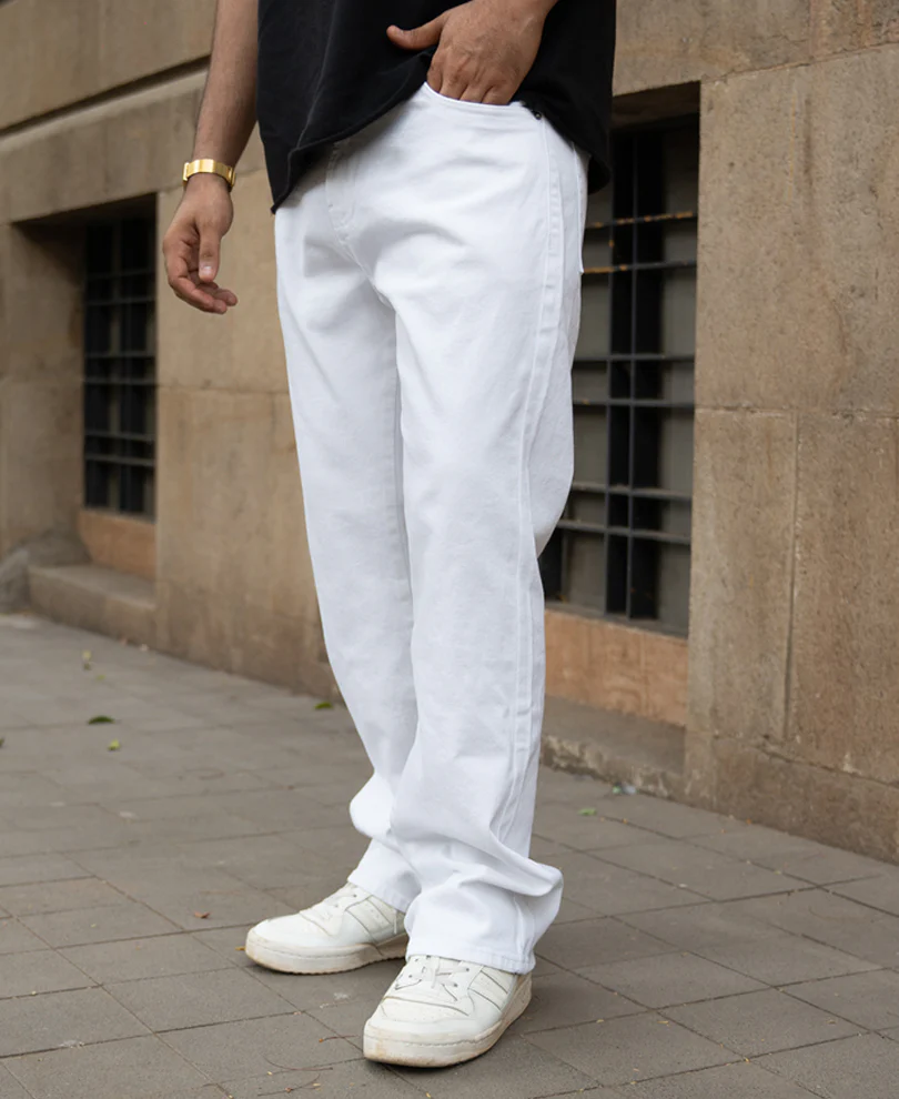 White Denim Bootcut Jeans - Image 3
