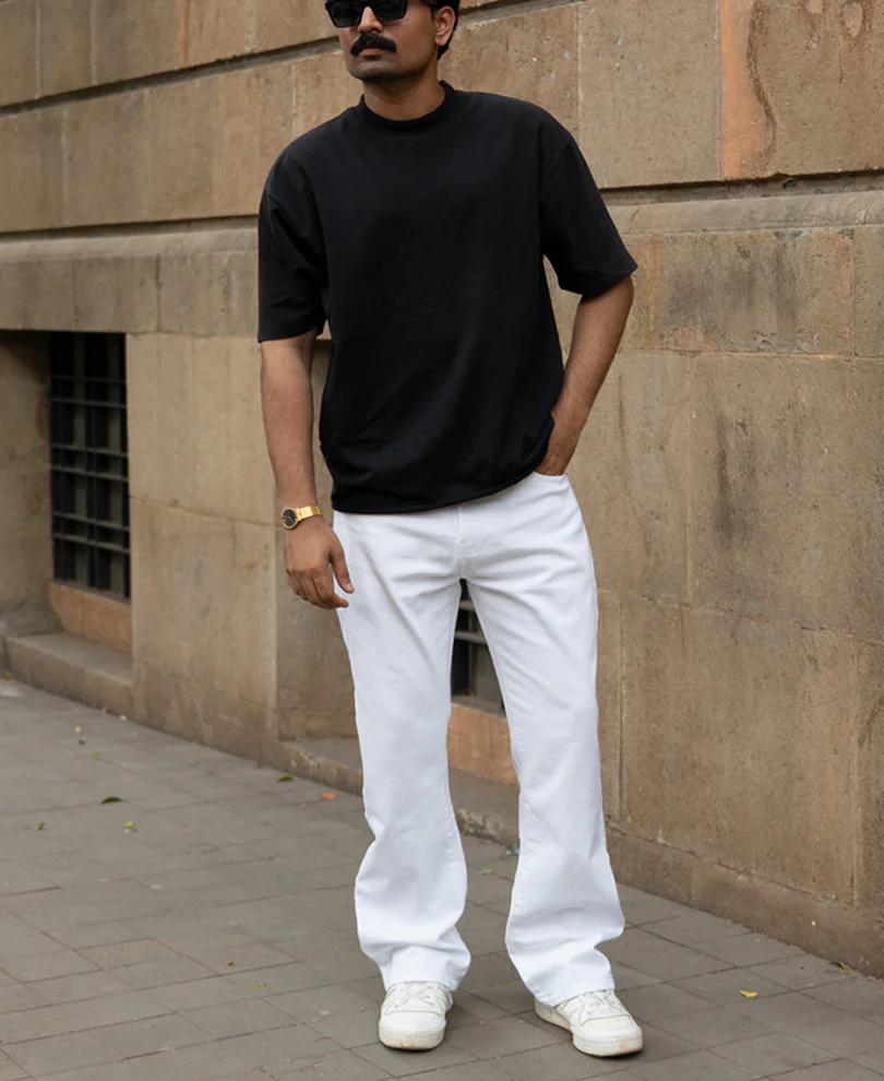 White Denim Bootcut Jeans - Image 6