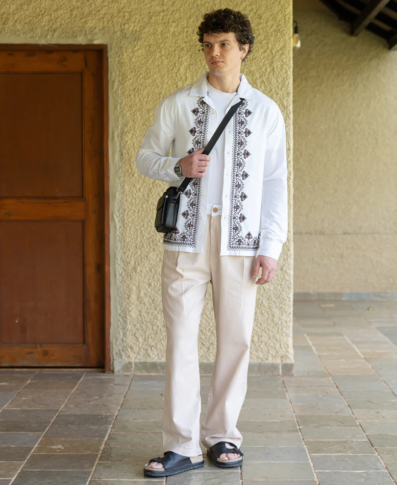 White Embroidered Shirt 100% Cotton - Image 6