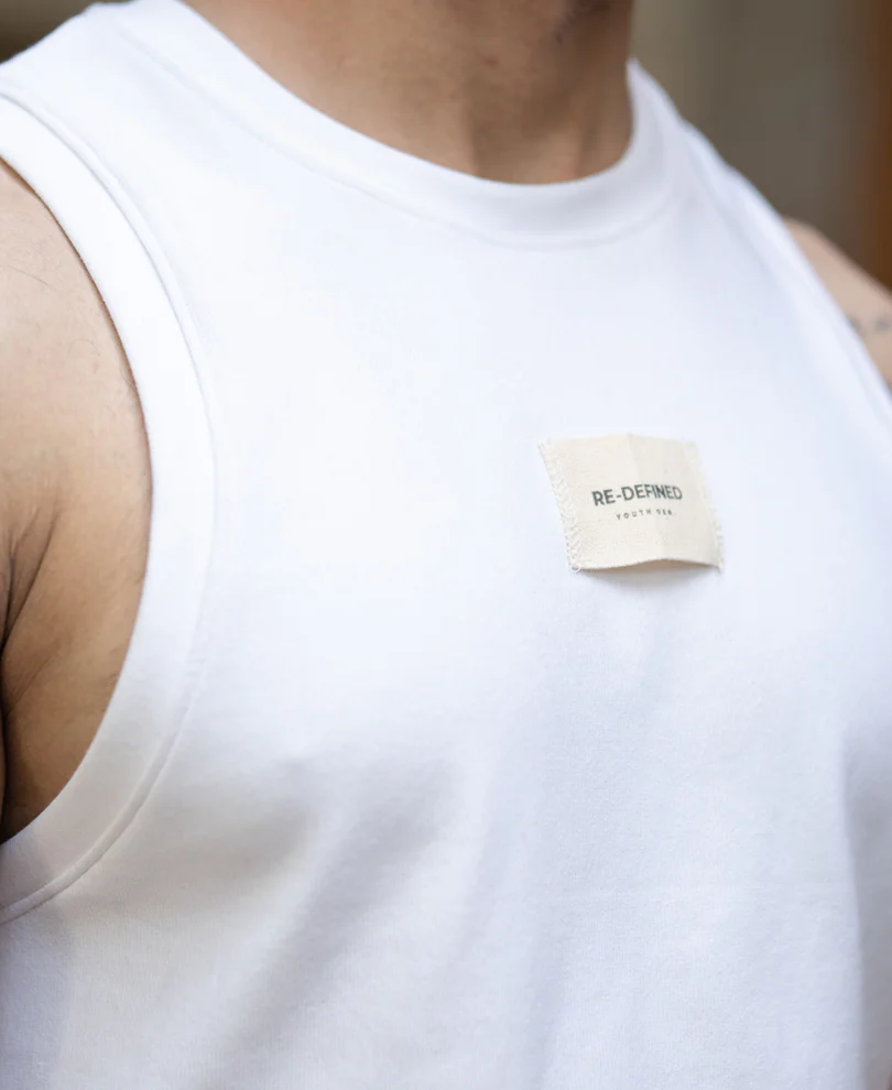 White Ribbed Vest With Patch - Image 4