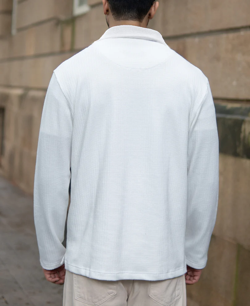 White Structure Zipper T-Shirt - Image 5