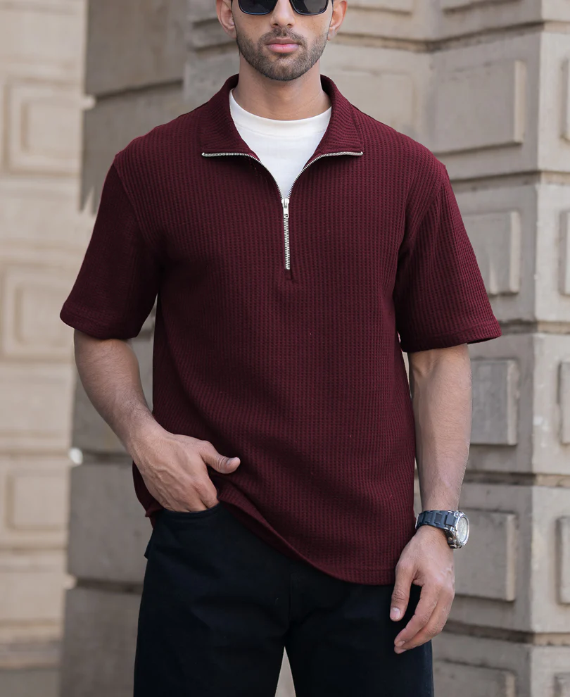 Wine Oversized Half Sleeves T-Shirt - Image 3