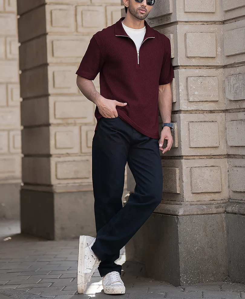 Wine Oversized Half Sleeves T-Shirt - Image 6