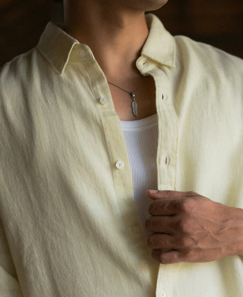 Butter Yellow Linen Blend Shirt - Image 3