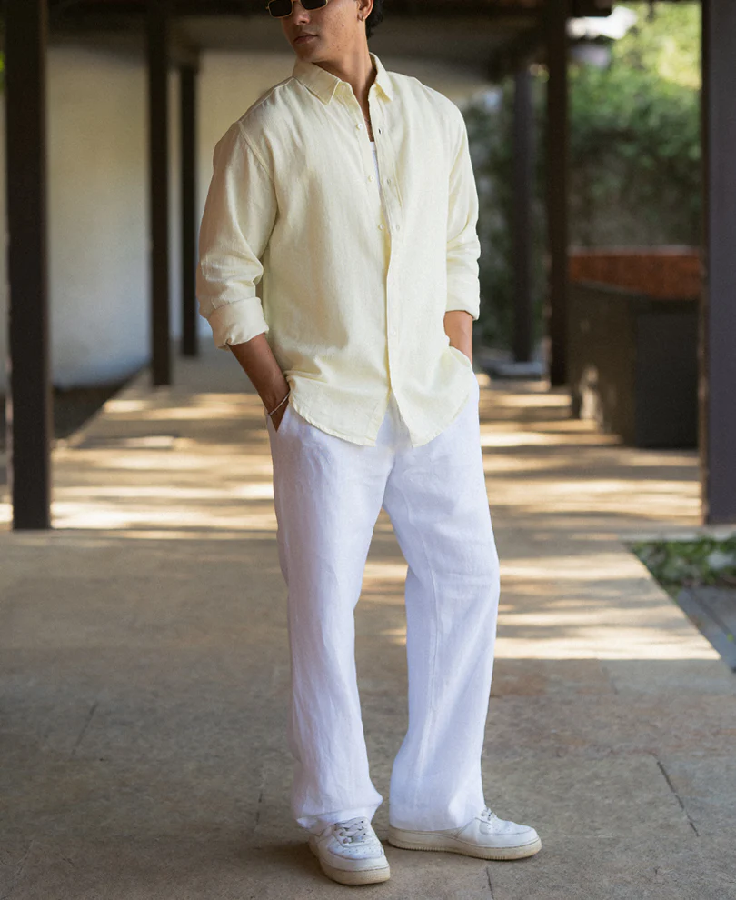 Butter Yellow Linen Blend Shirt - Image 6