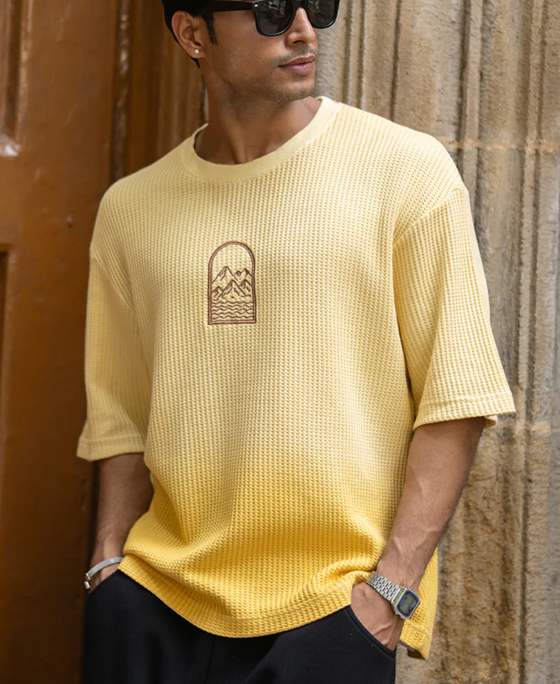 Yellow Structured Ombre T-Shirt - Image 3